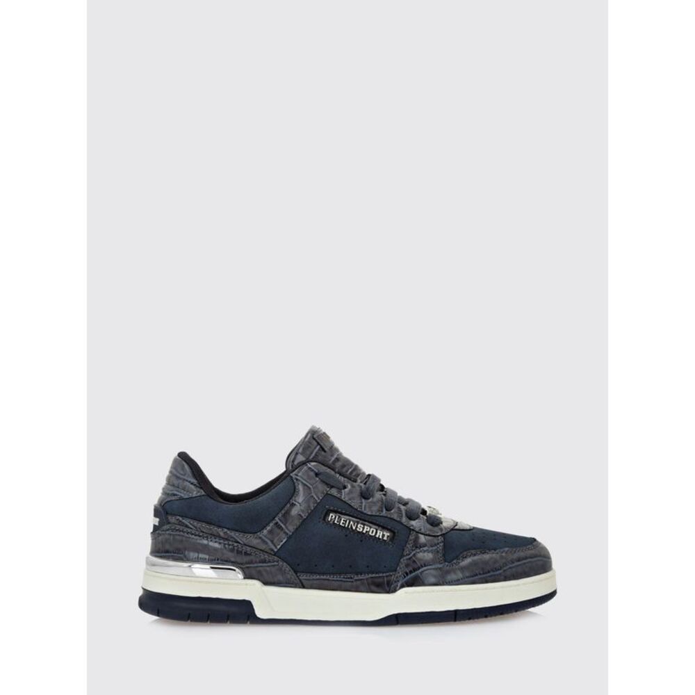 Plein Sport Men Suede And Crocodile Print Leather Sneakers Plein Sport
